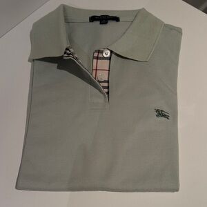 Burberry Sage Green Long Sleeve Polo